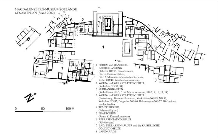 Rzym starożytny -... - Noricum_Staedte_07. Magdalensberg - plan starożytnego rzymskiego osiedla.jpg