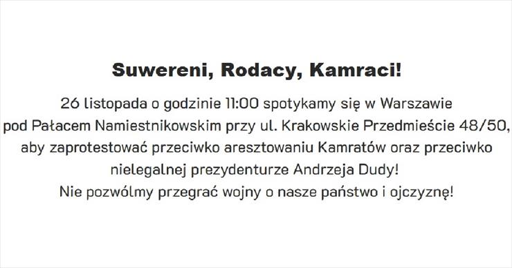  OD WASZ DLA MNIE - Suwereni Rodacy i Kamraci przybądźcie 26.11.2021 na manifestację do Warszawy.jpg