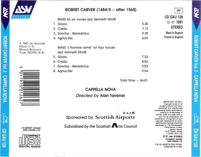 Robert Carver - mass for 6 voices, mass Lhomme Arm for 4 voices cappella nova - back.jpg